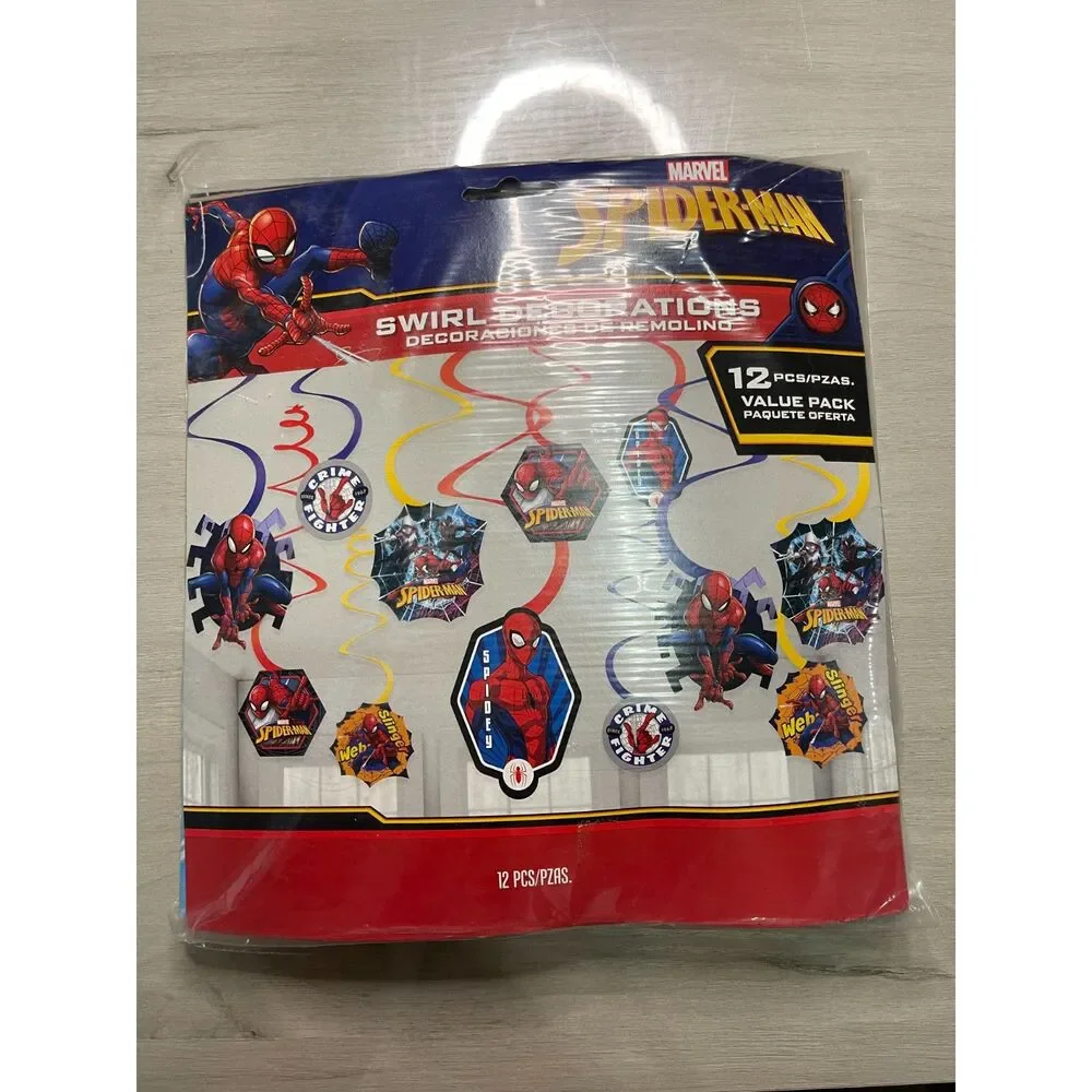 Marvel Spider-Man Swirl Decorations 12 Pc Party Decor Birthday Supplies New